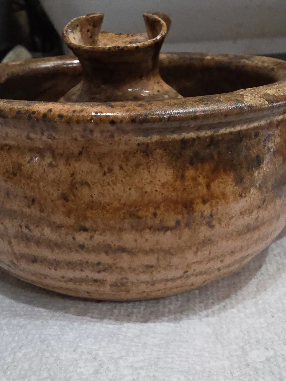Handmade Brown Studio Pottery - Rustic Home Accent Signature On Bottom